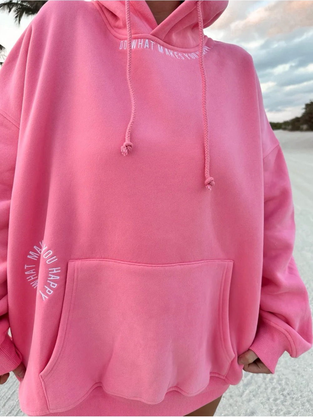 NWT Sunkissed Coconut Pink Oversized Hooded Sweatshirt with Front Pocket - Picture 1 of 5